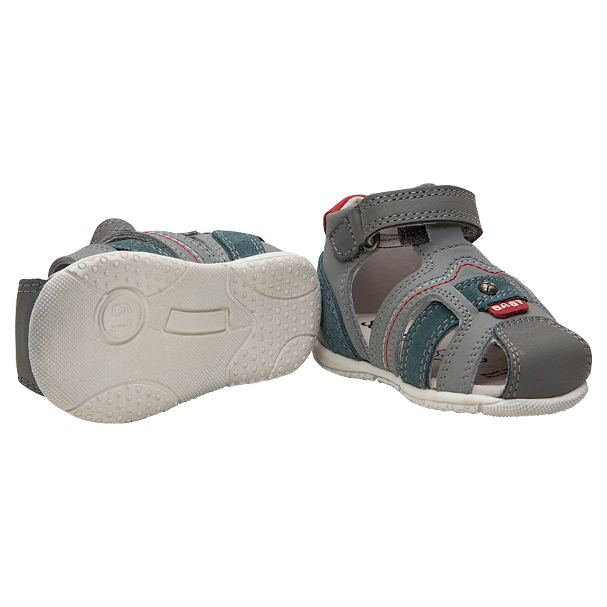 Nu-pieds en cuir à brides contrastées et scratch 