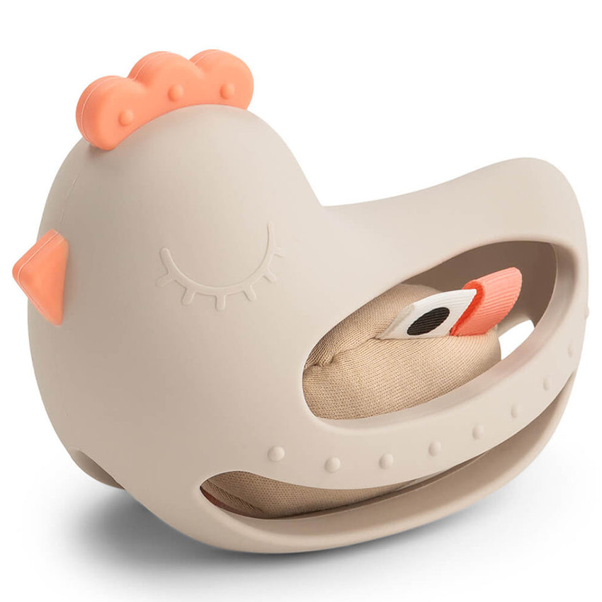 Jouet de préhension et dentition avec hochet Clucky Sable