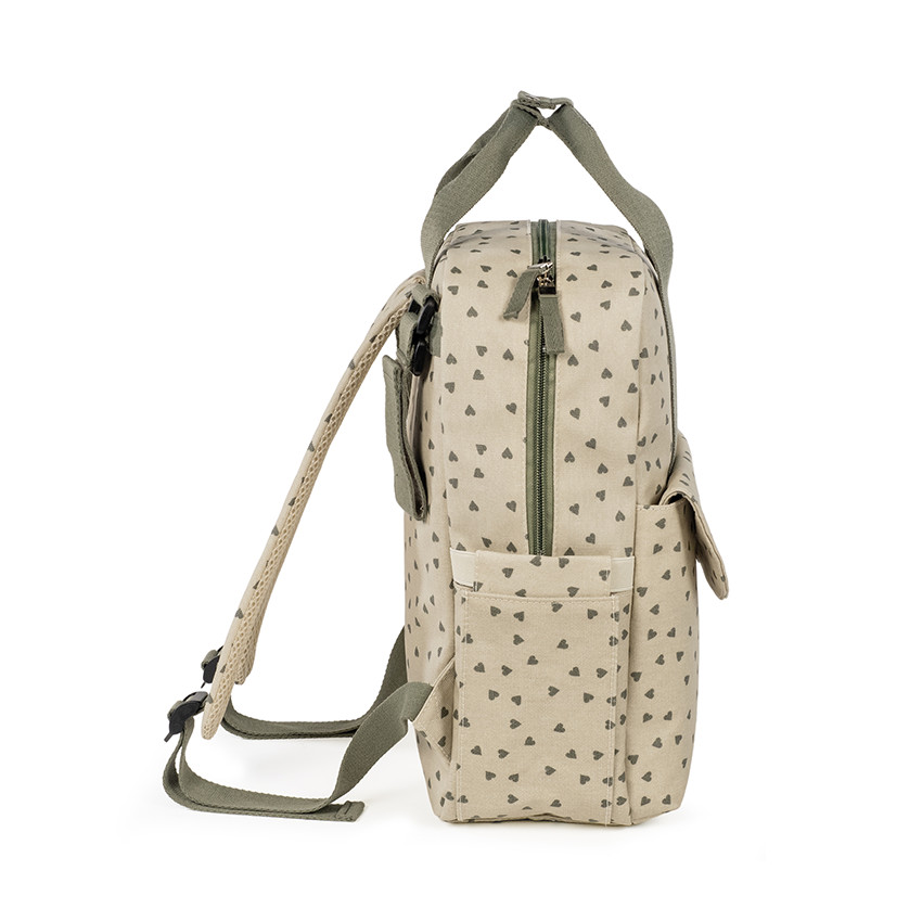 Sac à dos à langer imprimé cœurs Poppy + tapis mousse 