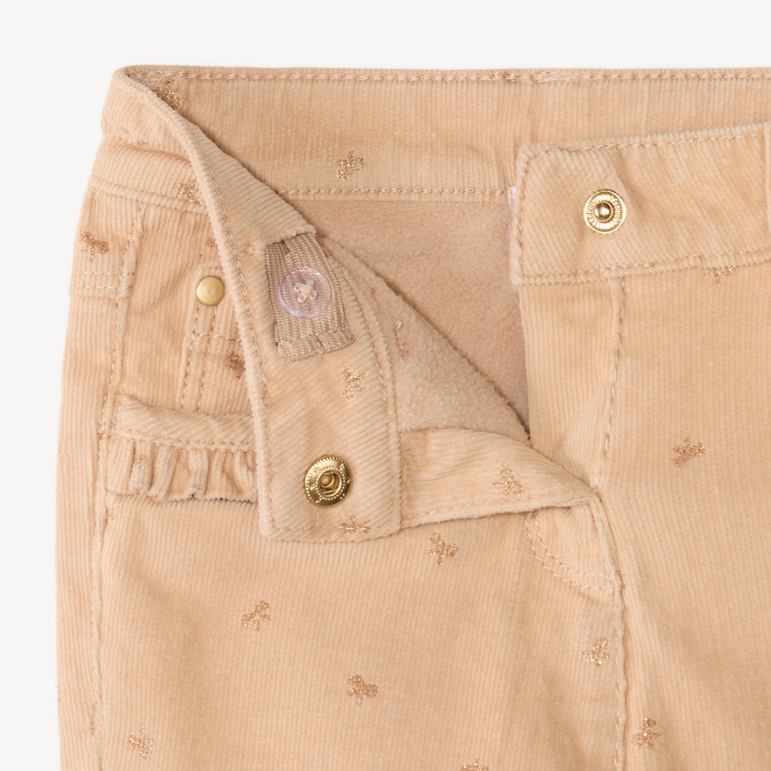 Pantalon slim en velours bébé fille imprimé fantaisie 