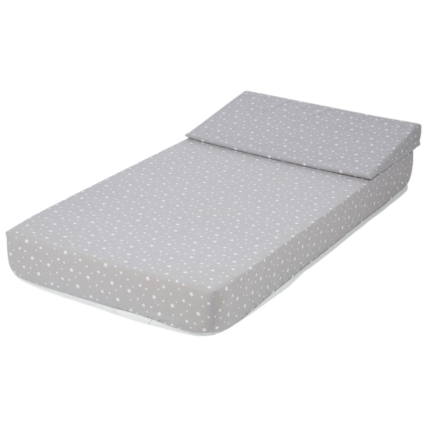 Matelas Star 60x120cm + Plan incliné - Gris imprimés étoiles 