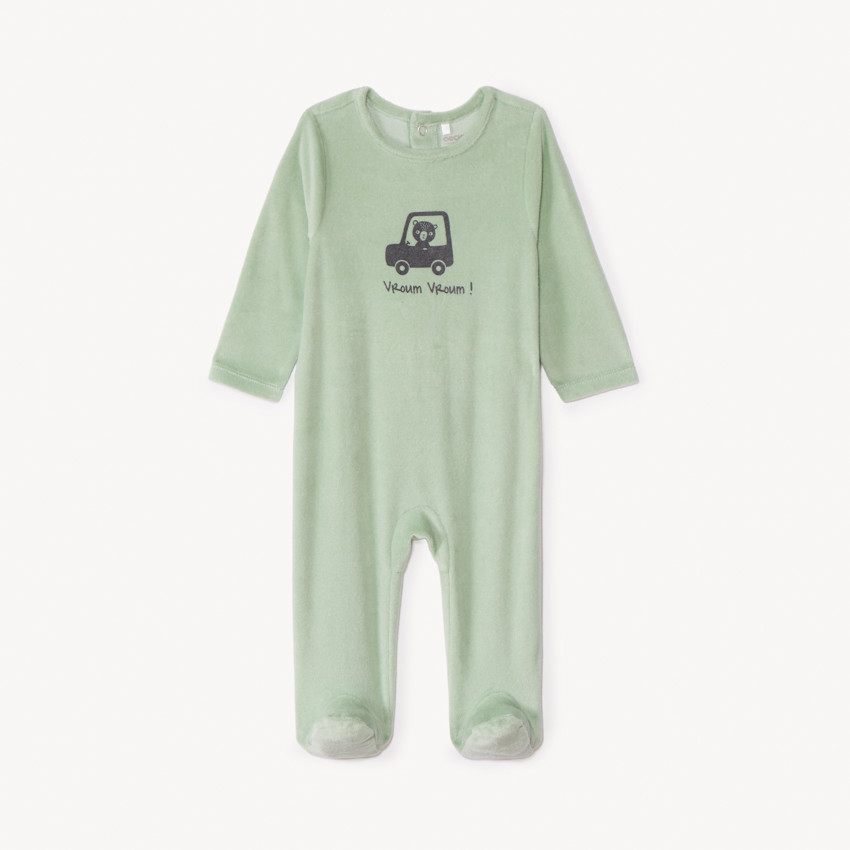 Dors-bien uni en velours printé pour bébé garçon