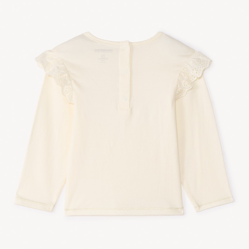 T-shirt manches longues avec détail de broderie anglaise pour bébé fille 