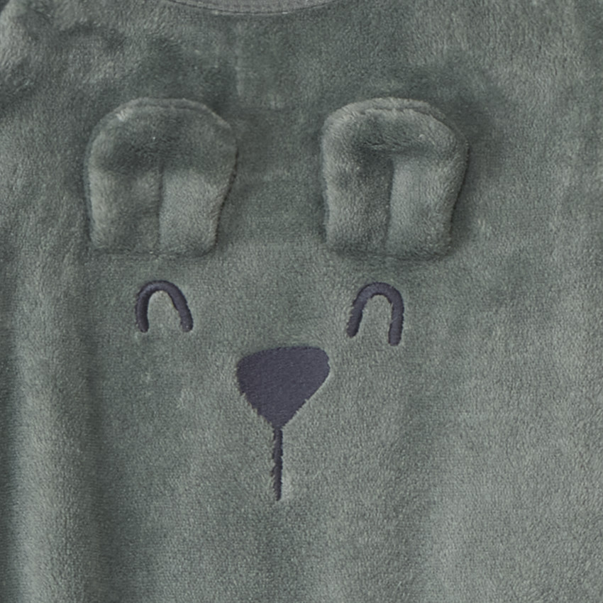 Surpyjama uni en sherpa avec ourson ludique pour bébé  