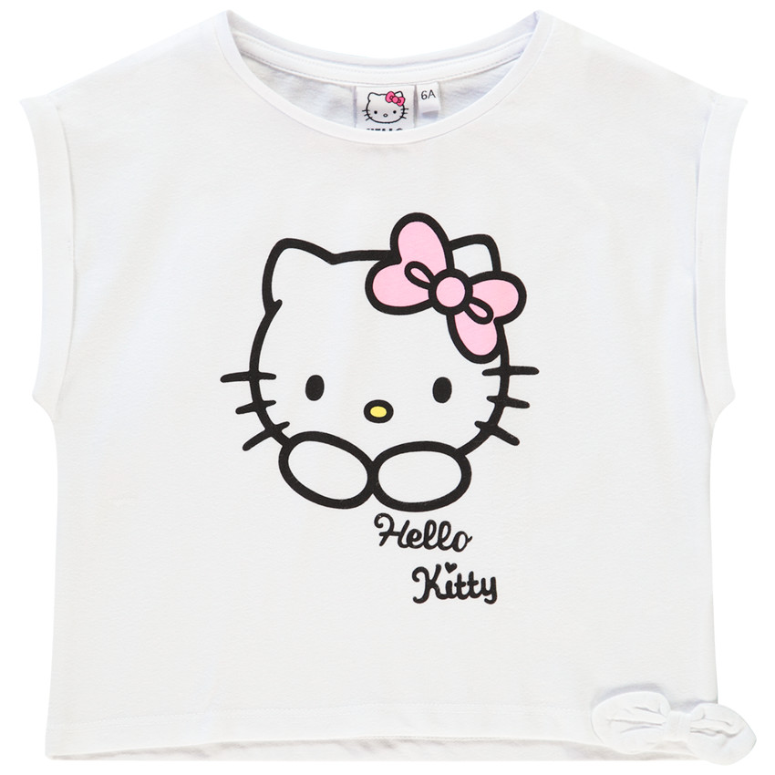T-shirt forme boîte à manches courtes Hello Kitty pour fille 