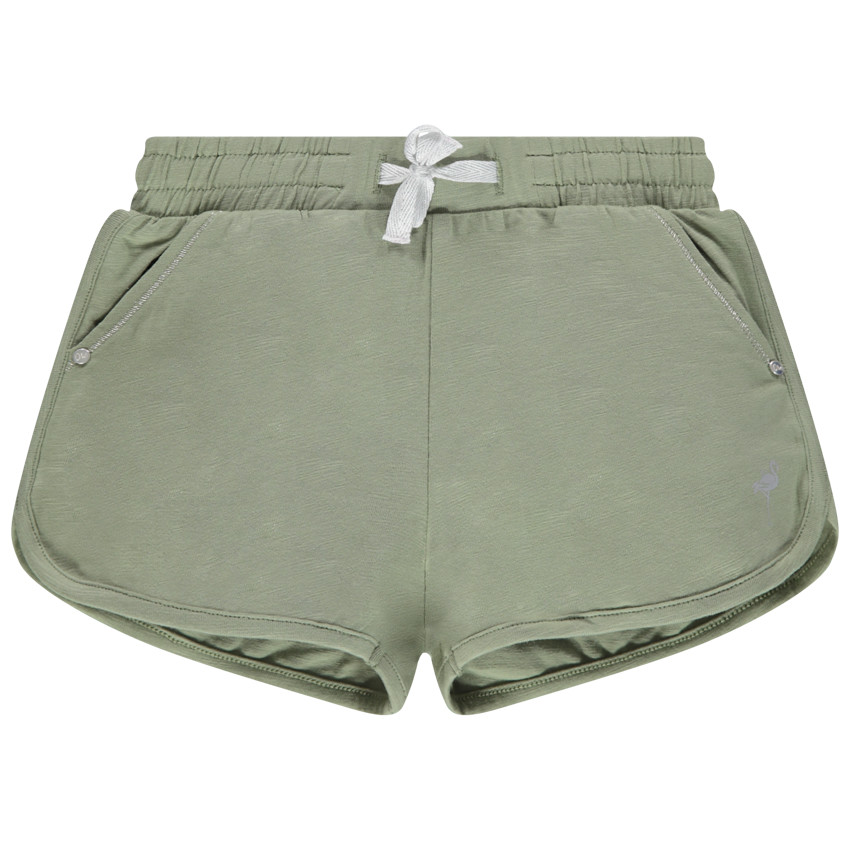 Short en jersey uni avec motif en foil argenté