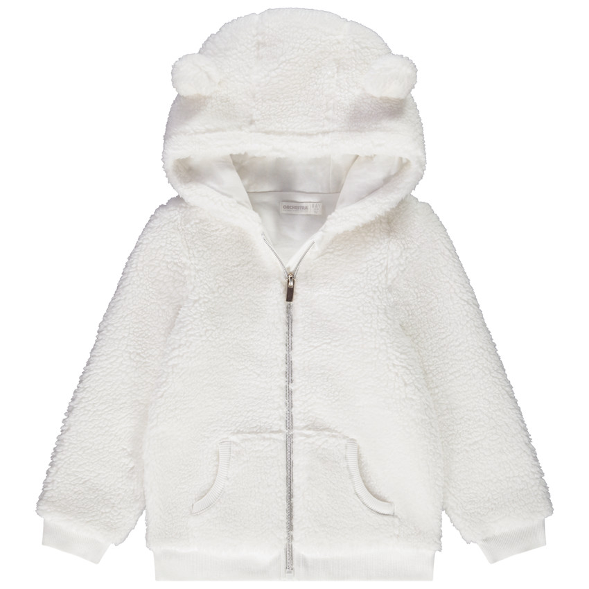 Veste zip à capuche en sherpa doublée jersey fantaisie pour fille  