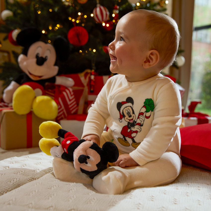 Dors-bien velours Mickey Disney pour bébé garçon avec ouvertures différentes selon l'âge - Ecru