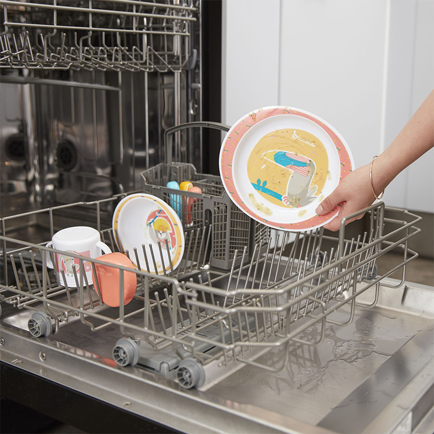 Set repas Yummy 7 pcs et bavoir - Corail 