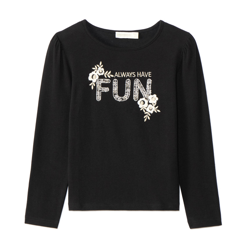 T-shirt manches longues brodé pour fille