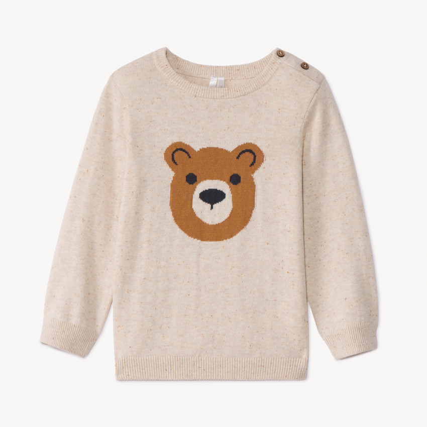 Pull manches longues en tricot avec ourson pour garçon