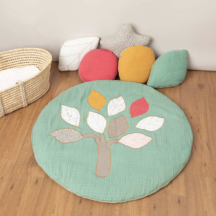 Coussin décoratif rond en tétra modulable en tour de lit ou de parc 