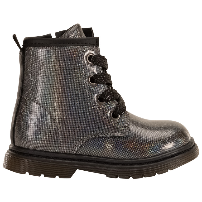 Bottillons irrisés à lacets et zip pour bébé fille