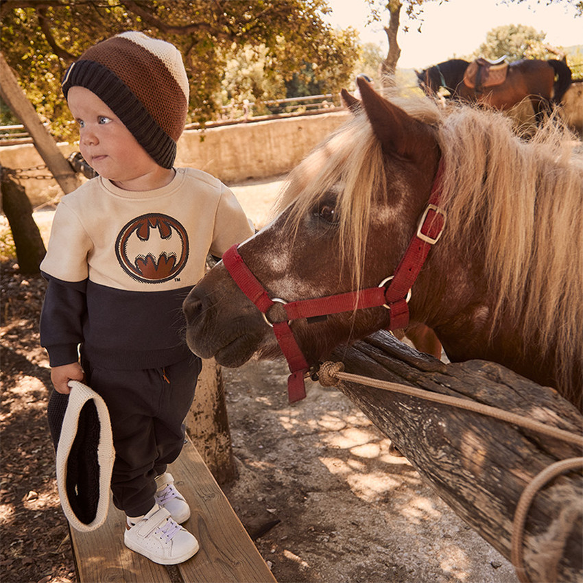 Ensemble bonnet + snood doublé en sherpa pour garçon  