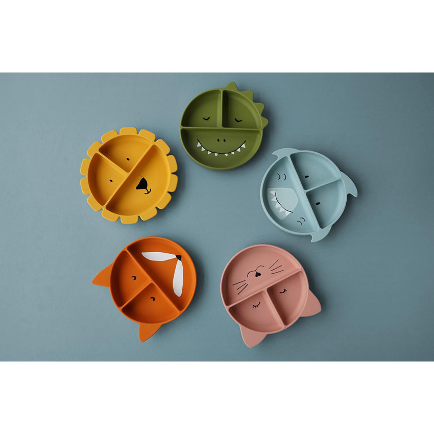 Asssiette avec ventouse et compartiments silicone Mr Shark 