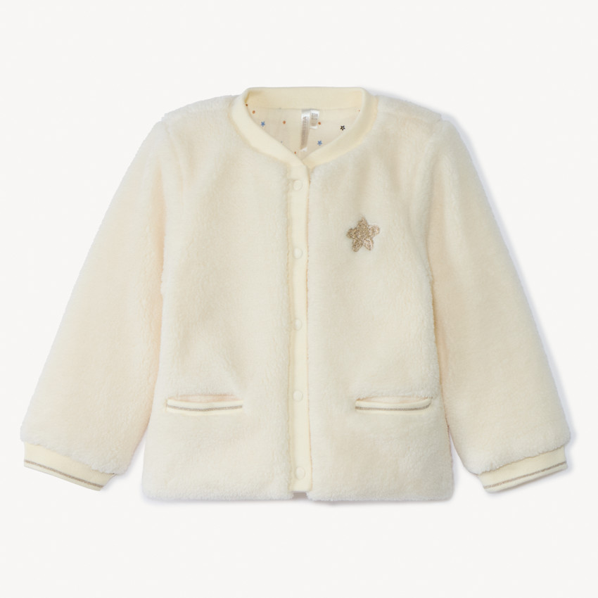 Veste en sherpa avec étoile dorée pour bébé fille