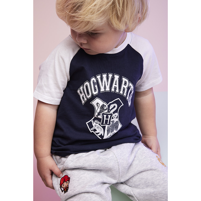 Orchestra - T-shirt manches courtes raglan Harry Potter Warner pour bébé garçon - Bleu marine