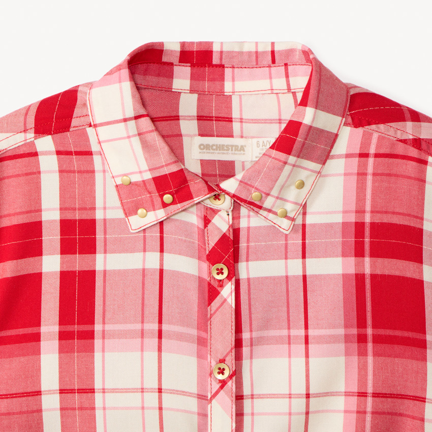 Chemise manches longues à carreaux pour fille  