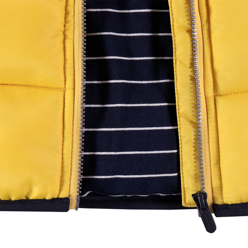 Doudoune matelassée doublée jersey à rayures et capuche amovible 