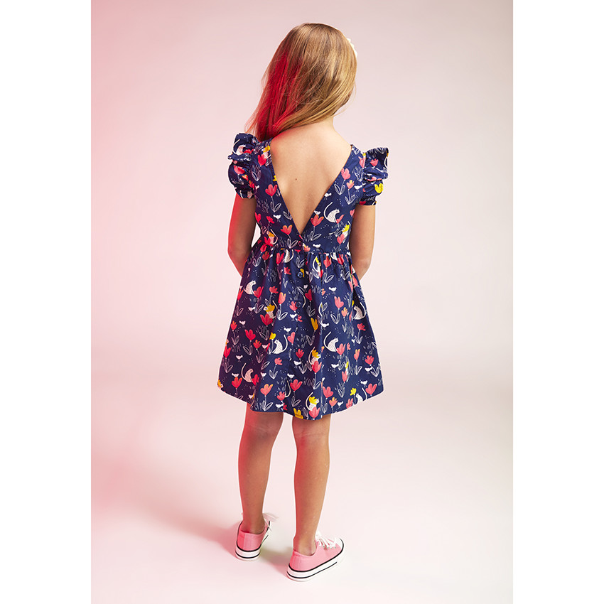 Robe patineuse manches courtes avec dos plongeant pour fille 