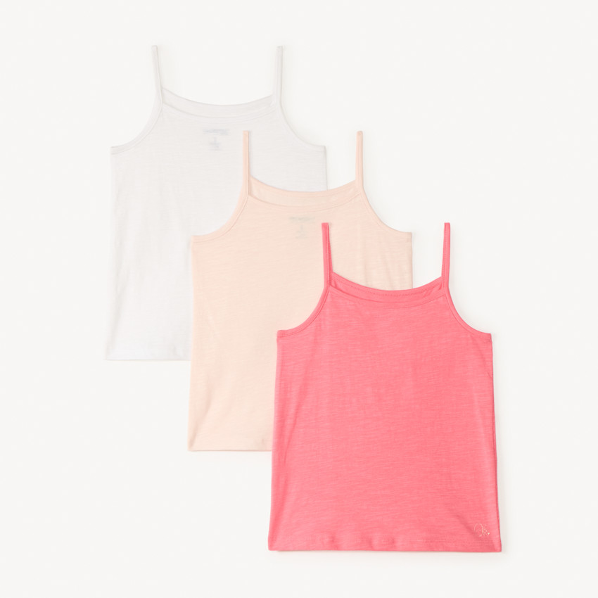 Lot de 3 débardeurs unis à bretelles fine pour fille 