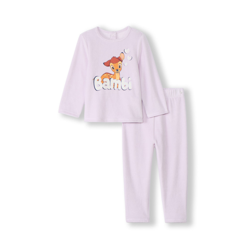 Set pyjama velours Bambi Disney pour bébé fille avec finitions différentes selon l'âge 