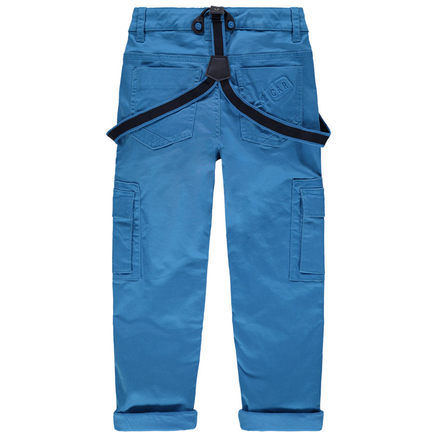 Pantalon bleu doublé jersey à poches et bretelles amovibles 