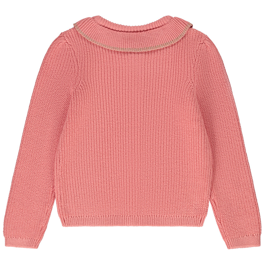 Gilet à collerette en tricot perlé uni pour fille 