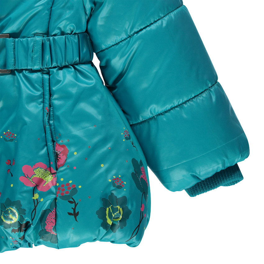 Parka turquoise à capuche amovible doublée sherpa 