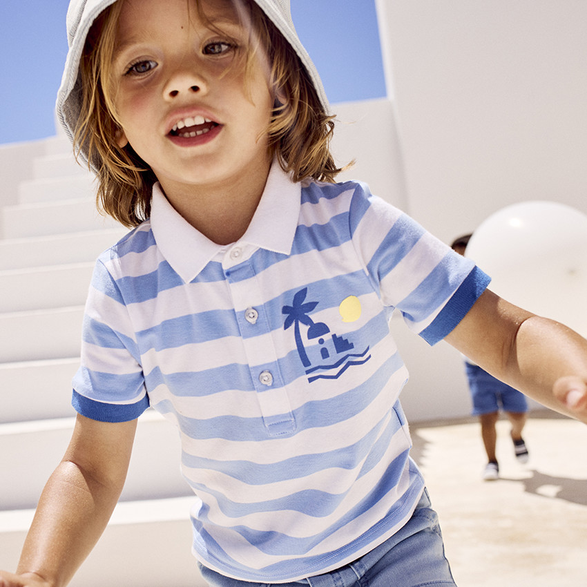 Polo manches courtes raye print arty pour bebe garcon
