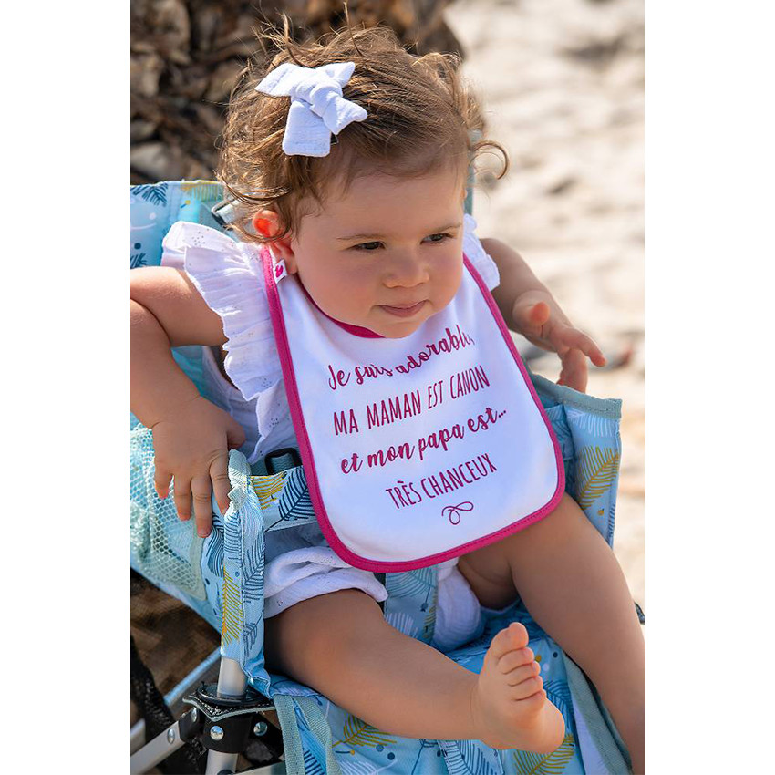 Bavoir "Je suis adorable, maman est canon..." 