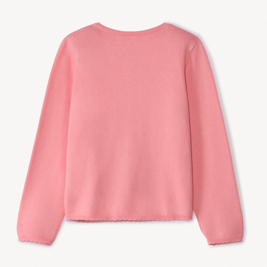 Gilet en tricot uni festonné pour fille 