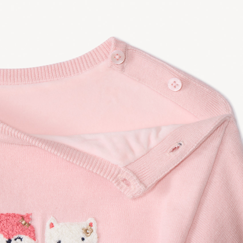 Pull en tricot à motifs brodés pour bébé fille 