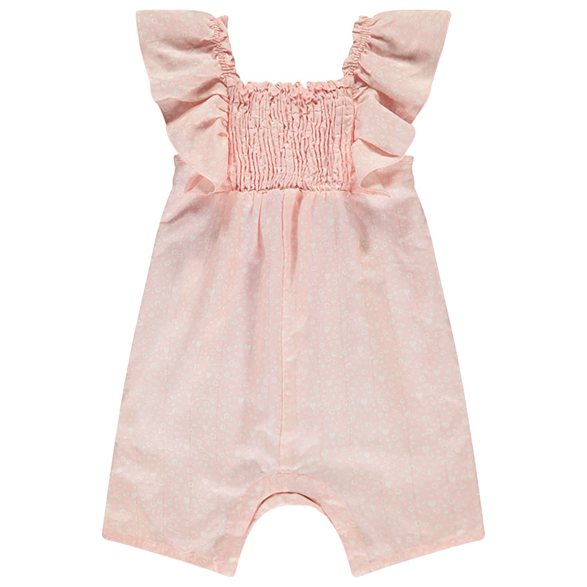 Combinaison courte en voile avec volants pour bébé fille - Rose poudré