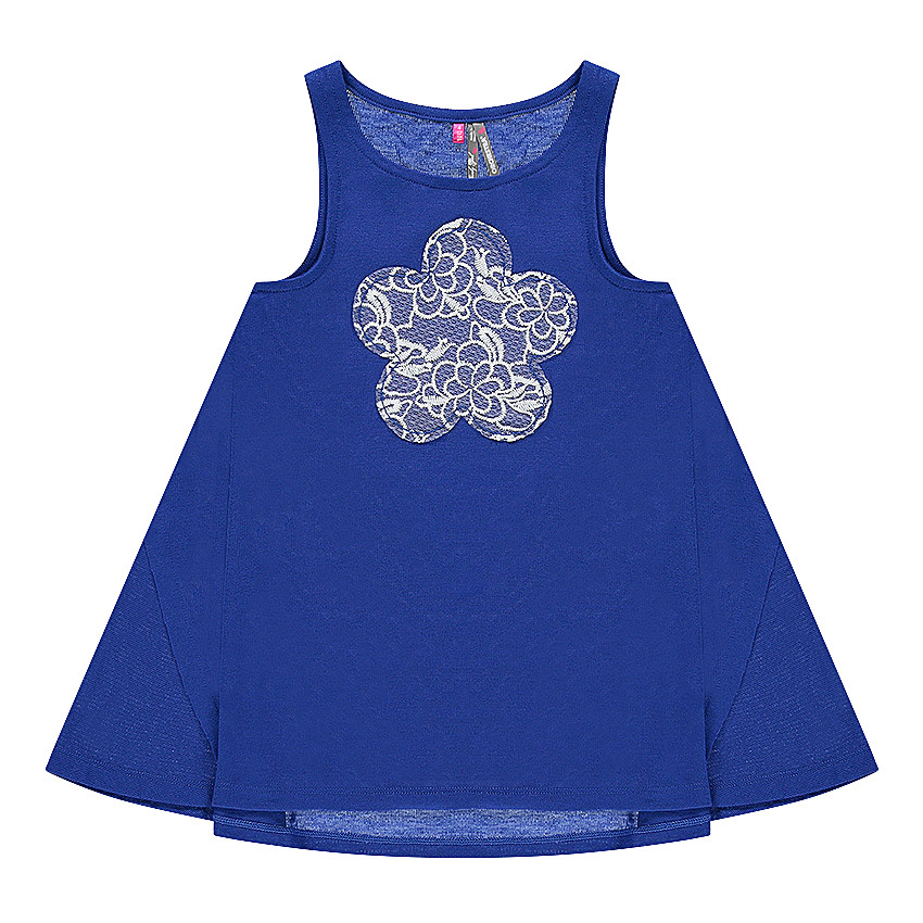 Tunique évasée avec patch fleur en dentelle 