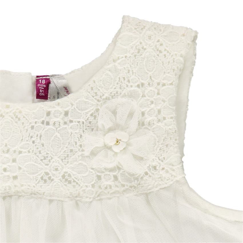 Top évasé sans manches en dentelle et tulle 