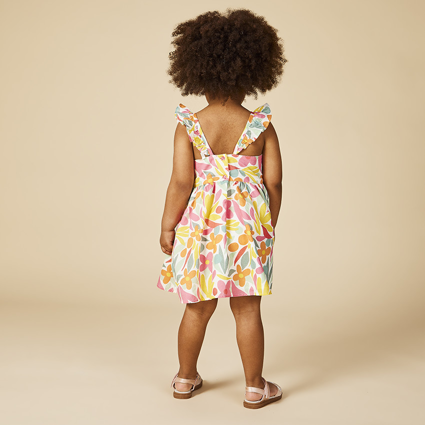 Robe en voile façonné imprimé fleuri pour bébé fille 