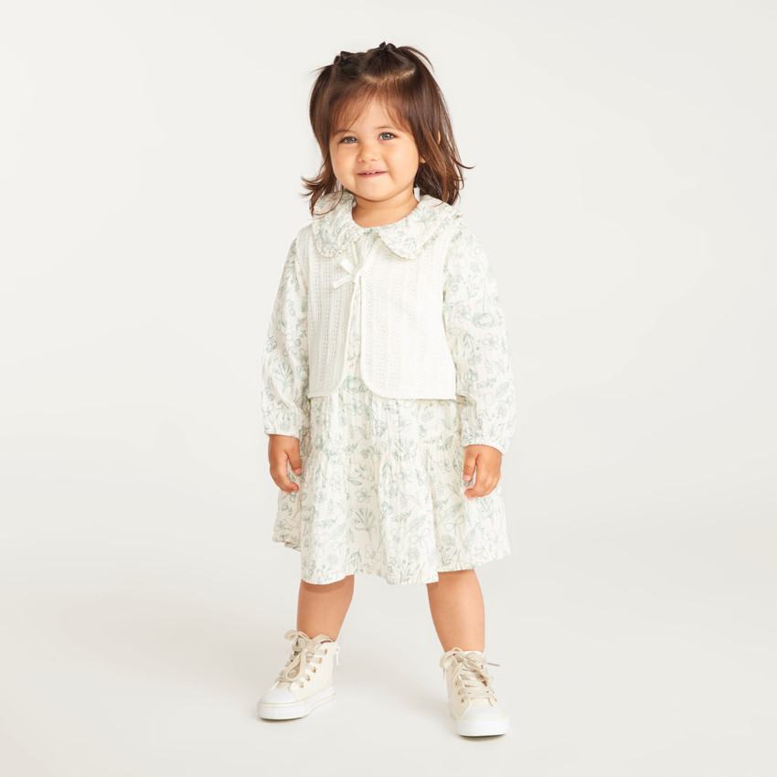 Ensemble 2 pièces bébé fille robe et gilet sans manches