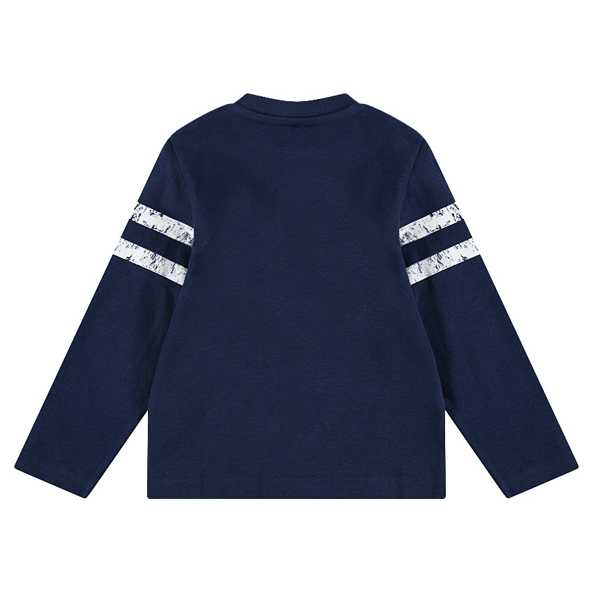 Tee-shirt manches longues en jersey nid d'abeille avec bandes printées 