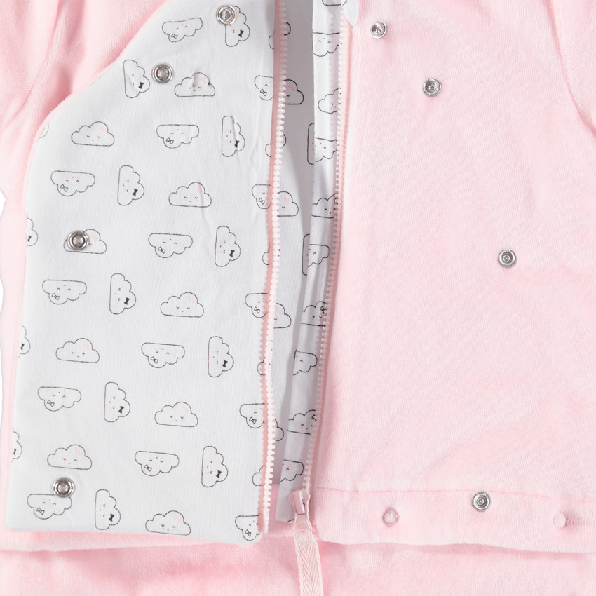 Combi-pilote en velours doublée jersey à nuage brodé 