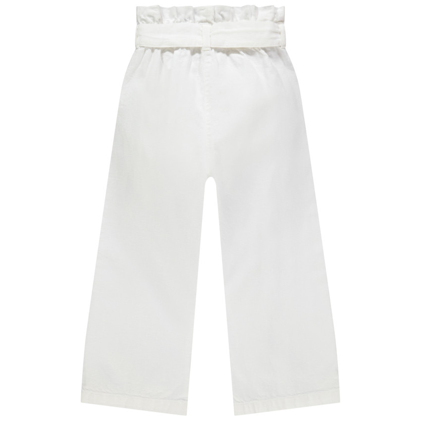 Pantacourt blanc forme palazzon en coton et lin 