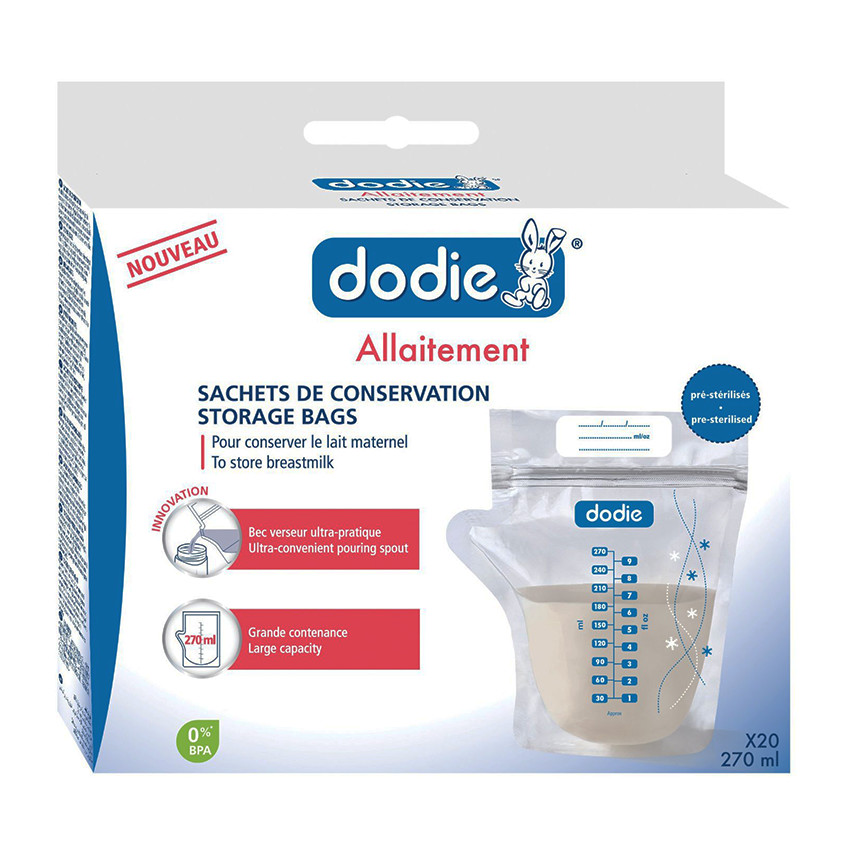 Lola&Lykke® Sachets de conservation pour lait maternel (10 pcs.) +  adaptateur