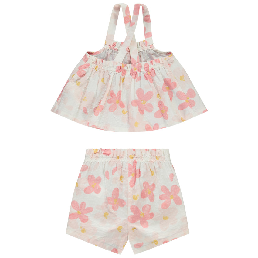 Ensemble en seersucker imprimé fleurs pour bébé fille 