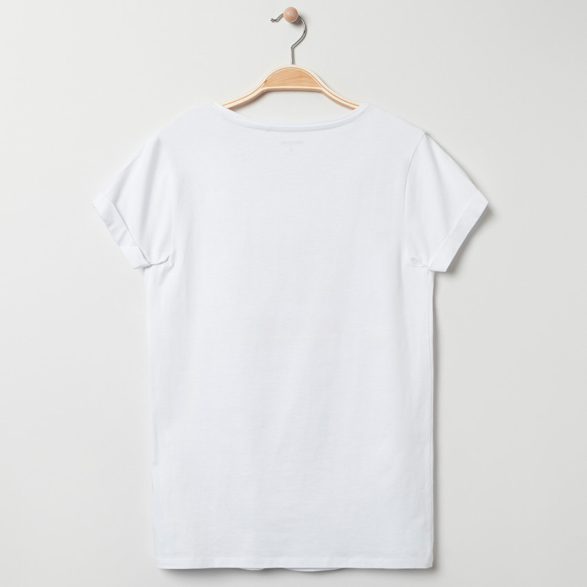 T-shirt manches courtes femme print coeurs et texte "Love Family" 