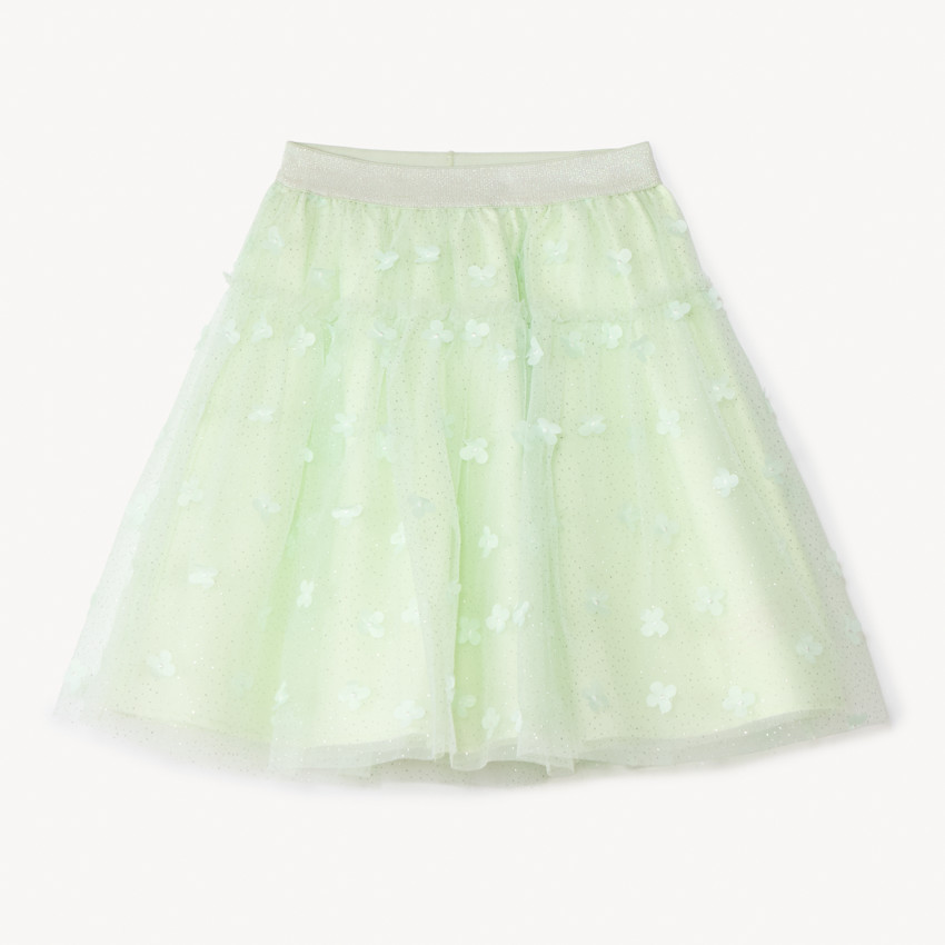 Jupe en tulle pailletée avec fleurs en relief pour fille 