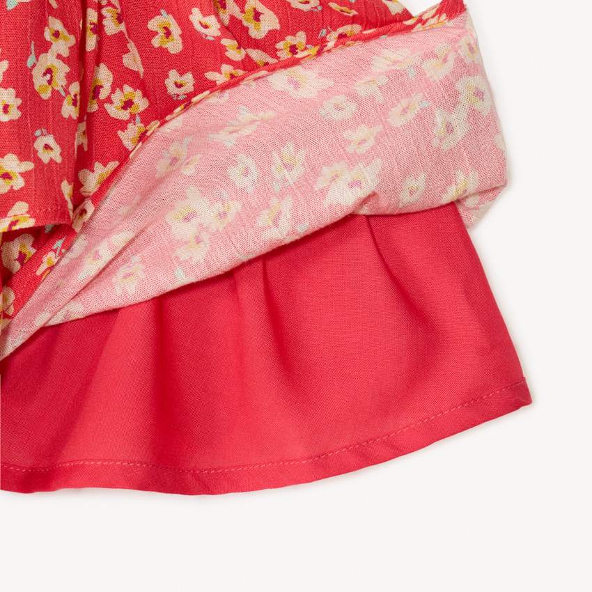 Jupe volantée effet froissé à imprimé fleurs pour fille 