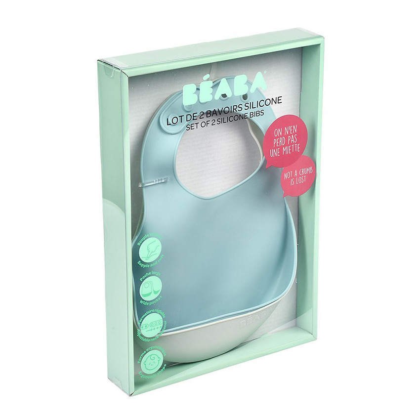 Set de 2 bavoirs en silicone - Light Mist / Airy Green 