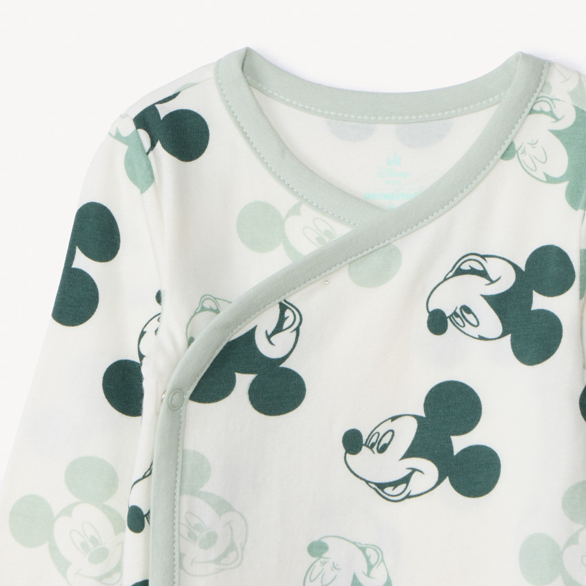 Lot de 3 bodies manches longues imprimé Mickey Disney pour bébé garçon avec ouvertures différentes selon l'âge 