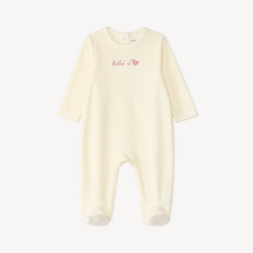 Dors-bien en velours bébé fille broderie fantaisie 