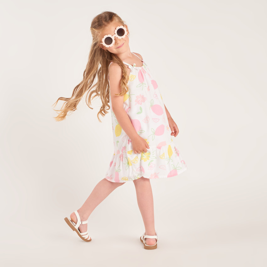 Robe à bretelles imprimé citron pour fille 